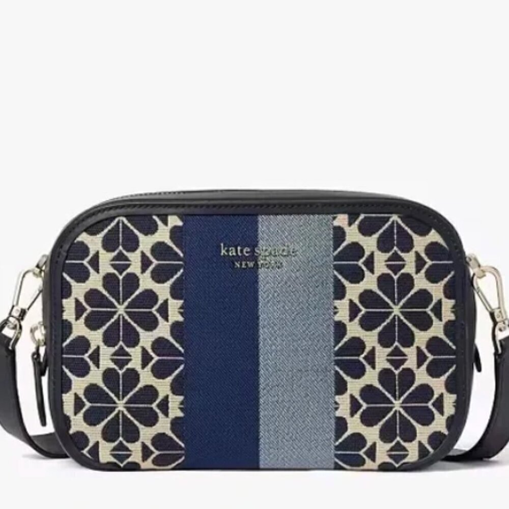NWT! New! Kate Spade Spade Flower Jacquard Everything Mini Camera Bag Blue Multi - Picture 5 of 8